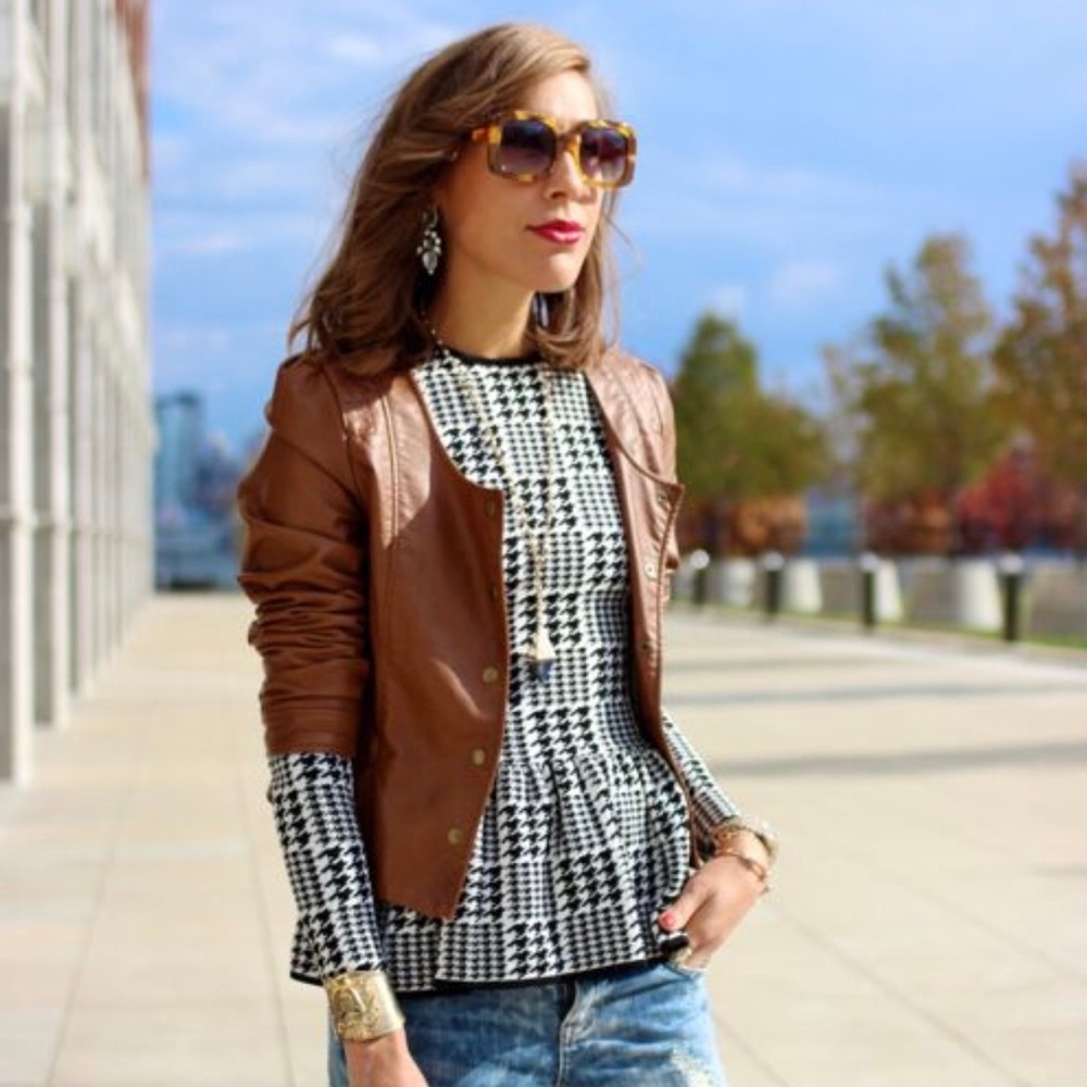 Torn by Ronny Kobo White and Black Houndstooth Sweater